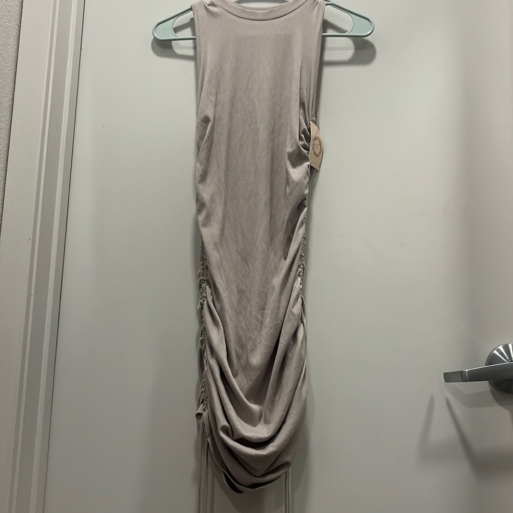 Stella ruched dress in taupe